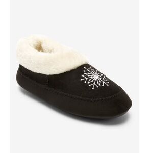 Black Snowflake Embroidered Slippers